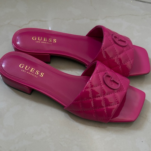 Guess Fuchsia Quilted Slide Sandals - Picture 2 of 3